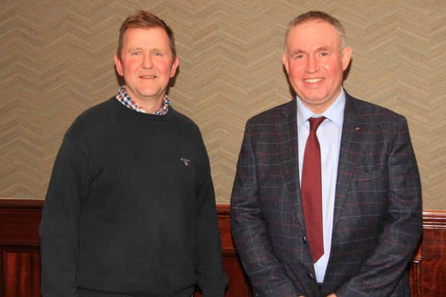 Holstein UK trustee Wallace Gregg is pictured with Brian Jamieson, Dairy Herd Management, sponsor, at Holstein NIâ€TMs 22nd AGM, held in Antrim. Picture: Julie Hazelton
