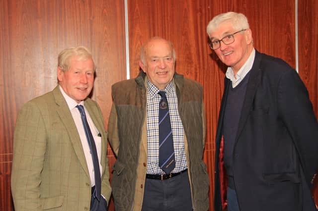 Holstein NI past presidents James Walker, Randalstown; Wilbert Rankin, Templepatrick, with newly elected president David Perry, Ahoghill, at Holstein NIâ€TMs 22nd AGM in Antrim. Picture: Julie Hazelton