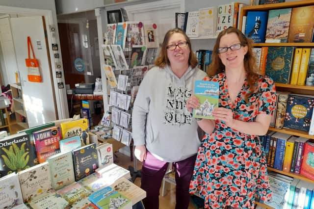 Holly with Jo Zebedee, owner of The Secret Bookshelf in Carrickfergus