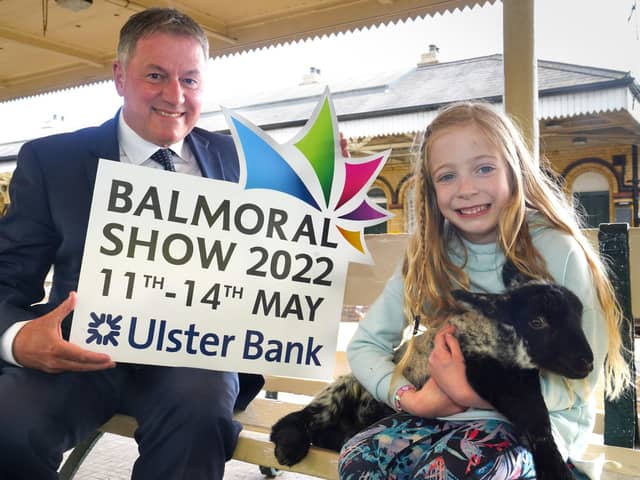 Gordon Milligan, Deputy Group Chief Executive at Translink is joined by Iyla Mae Boyd (6) from Lisburn and Sweep the lamb as Northern Ireland’s popular food and agri event, The Balmoral Show, prepares to return next week. Running from 11-14 May, the show takes place at Balmoral Park, Lisburn and will be serviced by a schedule of enhanced rail services and a free shuttle bus from Lisburn Train Station.