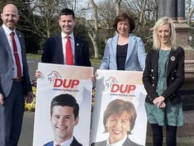 MP Carla Lockhart and ABC councillor Darryn Causby pictured with DUP assembly candidates Jonathan Buckley and Diane Dodds.