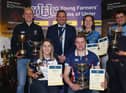 Winners of the Special Cups awards Back row, Luke Simpson, Glarryford YFC, Peter Alexander, YFCU president, Laura Paterson Holestone YFC, and Gareth Ritchie, Ballywalter YFC. Front row, Megan Birney, Trillick and District YFC, and Trent Brown, Seskinore YFC