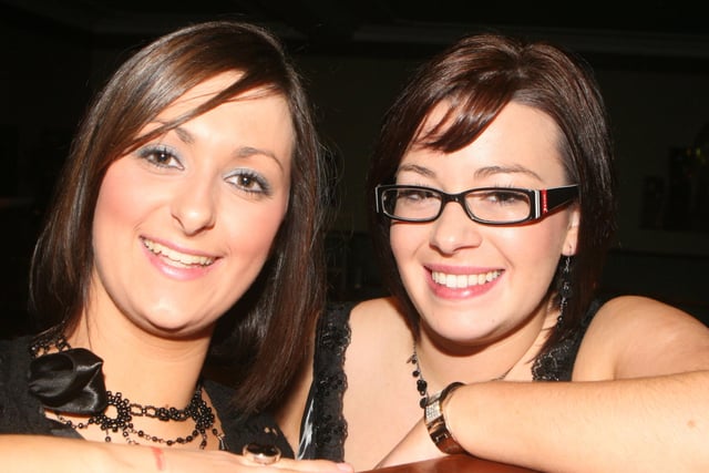 Julie Cooper and Lyndsey Montgomery at the New Year's Eve Lisnamurrican and Kells disco held at the Fort Royal, Ballymena, in 2008. Pic Kevin McAuley