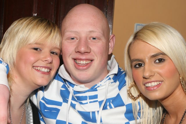 Kim Surgenor, Dean Surgenor and Nicola Dempster at the New Year's Eve Lisnamurrican and Kells disco held at the Fort Royal, Ballymena, in 2008. Pic Kevin McAuley