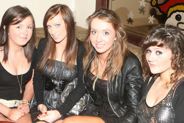 Hanna Gordon, Amy McFeeters, Olivia Gibson and Anna Harper at the New Year's Eve Lisnamurrican and Kells disco held at the Fort Royal, Ballymena, in 2008. Pic Kevin McAuley