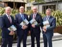 At the AGM of Lakeland Dairies in Cavan were (L-R) Niall Matthews, Chairman, Michael Hanley, Group CEO, Peter Sheridan, Group Chief Financial Officer and Keith Agnew, Vice-Chairman. Photo Rory Geary