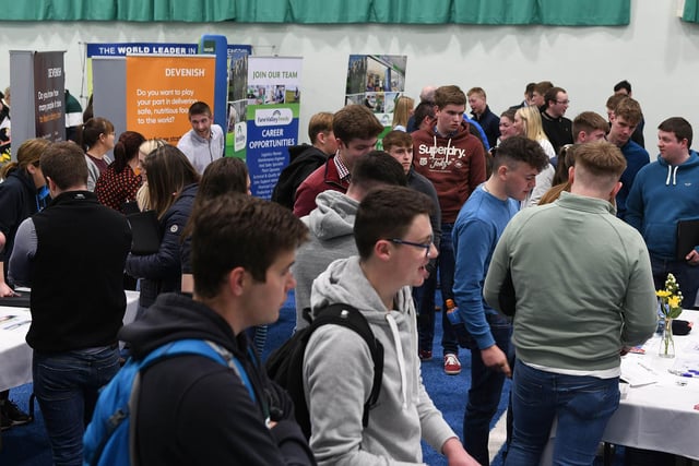 Busy Hall with students engaging with industry.