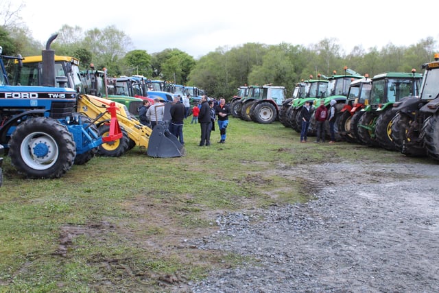 Tractors line up at the Annahinchago tractor run last Friday night in aid of the Air Ambulance Northern Ireland