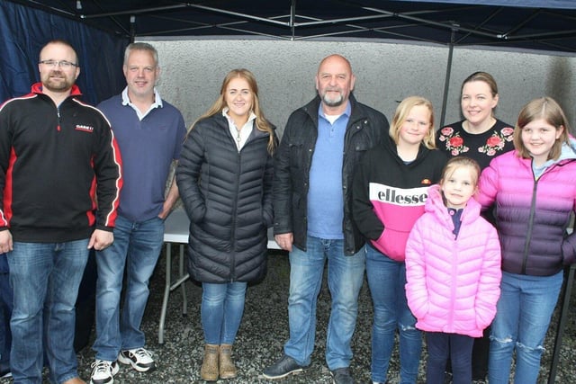 Enjoying the tractor run at Annahinchago last Friday night in aid of the Air Ambulance Northern Ireland. From left: David Henning, David Magill, Genevieve Morrison, Worthing Anderson, Alison McCready, Leah McCready, Laura Jane and Bethany Mitchell