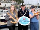 Shauna Mcfall, Naturally North Coast and Glens, Brian Mc Lister, Presidentof Ballycastle Chamber of commerce, Emer Mullin, Thyme & Co, Ballycastle.pictured at the Launch of the Rathlin Island Maritime festival. PICTURE STEVEN MCAULEY/MCAULEY MULTIMEDIA