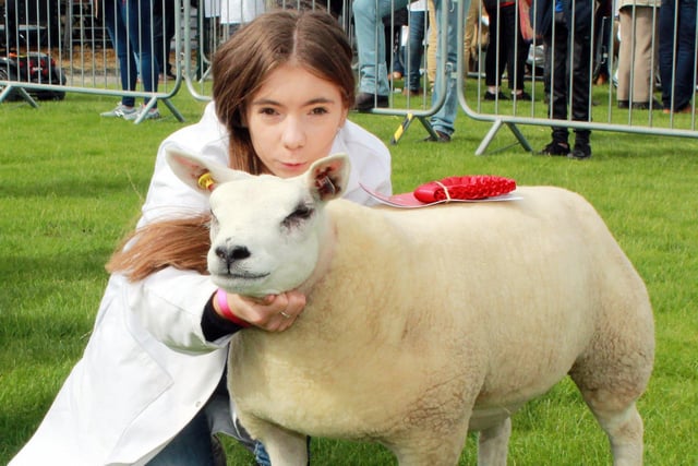 Vicky Ferguson, with John and Vicky Ferguson's class-winning ewe lamb