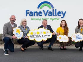 Left to right: Conor O’Kane, Senior Partnership Manager at Marie Curie, Oonagh Chesney, Fane Valley Company Secretary, Trevor Lockhart, Fane Valley Group Chief Executive, Alex Murdock, Corporate Fundraiser - Cancer Fund for Children and Claire Bowman, Corporate Partnerships Manager at the Irish Cancer Society.