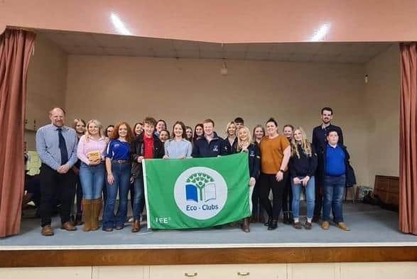 Crumlin YFC members pictured with Green Eco Flag