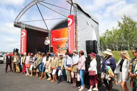The Most Appropriately Dressed entrants gather at the Downtown Show Stage at the 153rd Balmoral Show in partnership with Ulster Bank.