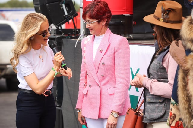 Cool FM judge Katharine Walker spoke to the entrants of the 2022 Most Appropriately Dressed competition sponsored by Dubarry of Ireland and Ireland’s Blue Book at this year’s Balmoral Show in partnership with Ulster Bank.