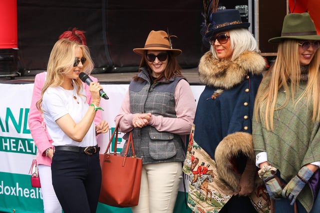 Cool FM judge Katharine Walker spoke to the entrants of the 2022 Most Appropriately Dressed competition sponsored by Dubarry of Ireland and Ireland’s Blue Book at this year’s Balmoral Show in partnership with Ulster Bank.