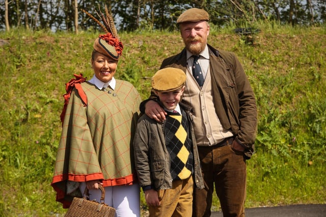 Following their win during the Most Appropriately Dressed competition, Angela O’Rourke and father and son duo Brian and Henry Spencer were pictured at the Balmoral Show on Saturday 14th May 2022.