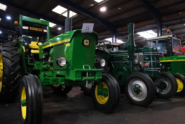 Two John Deere and one International brand tractors at the Somerset Vintage Farm Show. Image: Raw Cut Television