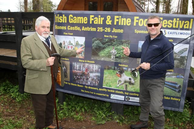 Game Fair director Albert Titterington and Antrim Fly Fair director Stevie Munn at the launch of the excitimg new Antrim Fly Fair