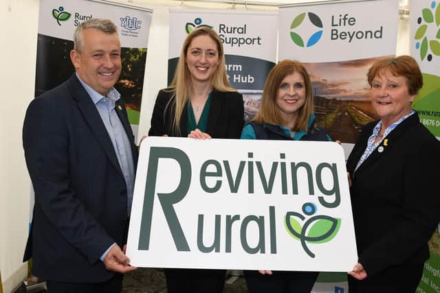 John Gilliand, OBE, former board chair of Rural Support, Gemma Daly, current board chair of Rural Support, Veronica Morris, CEO of Rural Support, and Christine Kennedy, non-executive director of NFU Mutual and trustee of NFU Mutual Charitable Trust
