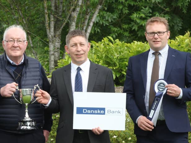 Danske Bank is the principal sponsor of the Simmental National Show taking place at Armagh County Show on Saturday 11th June. Rodney Brown and Mark Forsythe, Danke Bank, are pictured with NI Simmental Club committee member David Hazelton.