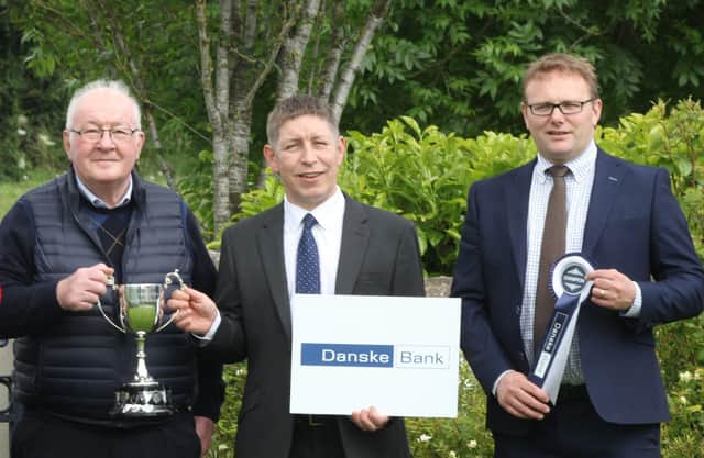 Danske Bank is the principal sponsor of the Simmental National Show taking place at Armagh County Show on Saturday 11th June. Rodney Brown and Mark Forsythe, Danke Bank, are pictured with NI Simmental Club committee member David Hazelton.