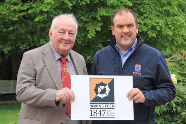 Ian Cummins, Irwins Feed, has confirmed the company's support for the National Simmental Show at Armagh on 11th June. Included is organising committee member David Hazelton. Picture: Julie Hazelton