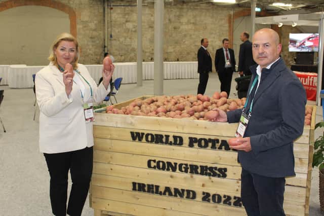 Attending this week's World Potato Congress in Dublin:Wiktoria Jalowenko, a director of the Polish Ukrainian Chamber of
Commerce and Mykola Gordiichuk, a member of the Ukrainian Association of Potato Growers.