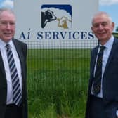 Sam Campbell, CEO of AI Services and Chairman Robin Irvine
photographed at the company's offices at Ballycraigy following the AGM.
Mr Campbell announced his intention to retire later this year