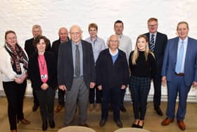 Pictured are current and past members of the Pig Research Consortium (from L-R): Prof. E. Magowan (AFBI), G. Donaldson. (John Thompson and Sons), R. Bradford (PCM), V. Wylie (Violet Wylie Consultancy), Dr. R. Muns (AFBI), S. Smyth (John Thompson and Sons), Dr. George McIlroy (former AFBI), (front row) Dr. E. Ball (AFBI), Prof. F. Gordon, Dr. K. McKracken (former AFBI) and Dr. C. Mulvenna (AFBI).