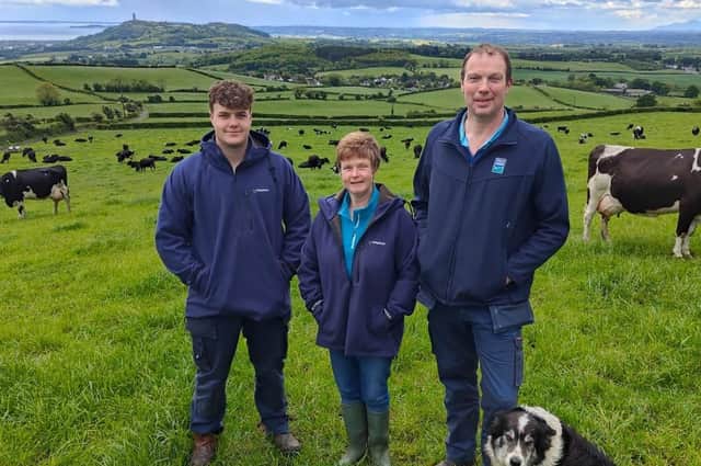 Brian, Lynne & Ewan McCracken look forward to welcoming visitors during the BGS visit to their farm at Ballymiscaw later this month