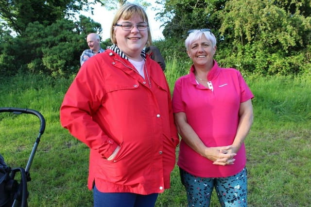 Wendy Marmion and Michele Greer watch the tractors at Aughnaskeagh
