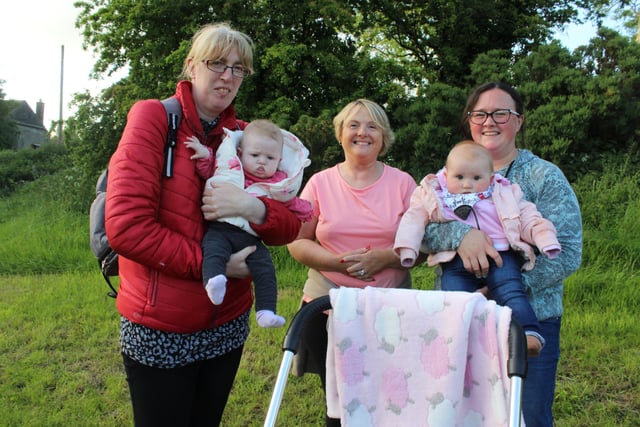 Watching the tractor run at Aughnaskeagh last Thursday night from left Fiona Pritchard, Diane Thornton and Gillian Corbett