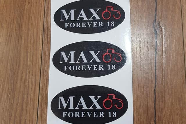 The stickers created by Max's friends. These are £5 each. See story for details.