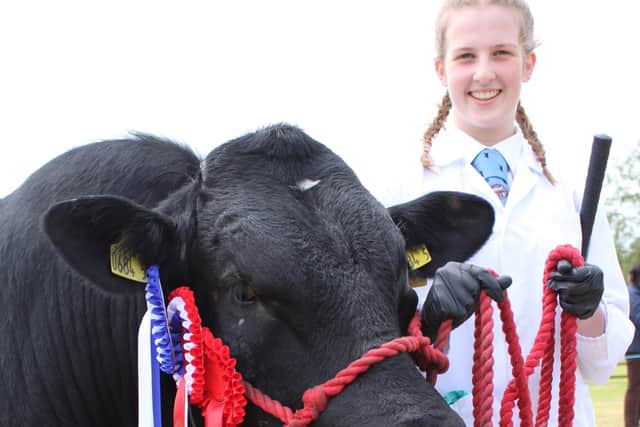Grace Elwood with the Interbreed Reserve Champion pictured at Saintfield Show.