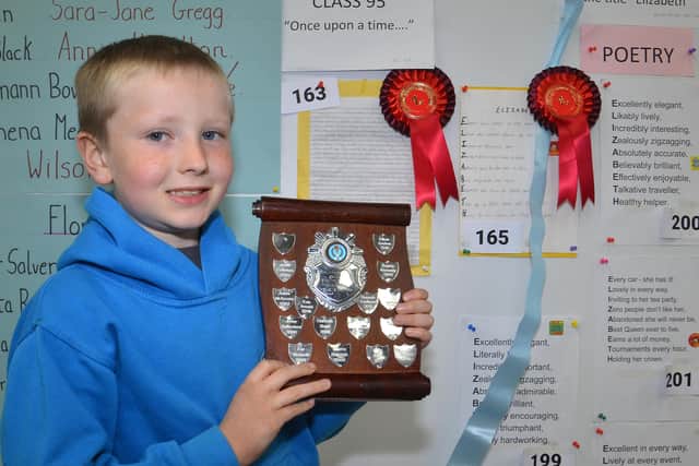 William Wylie who received a shield on behalf of his sister Lexie who won the overall poetry competition at the Ballymena Show.