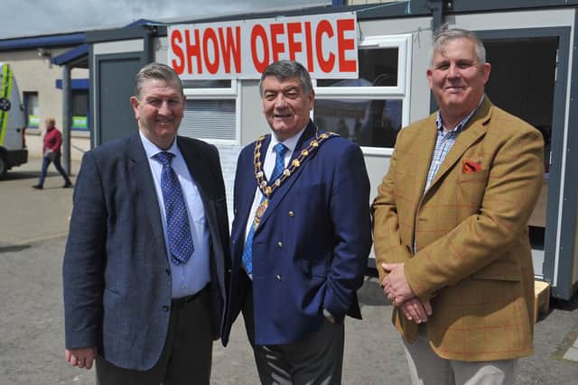 Mid and East Antrim Mayor Noel Williams with Councillors William McNeilly and Keith Turner.