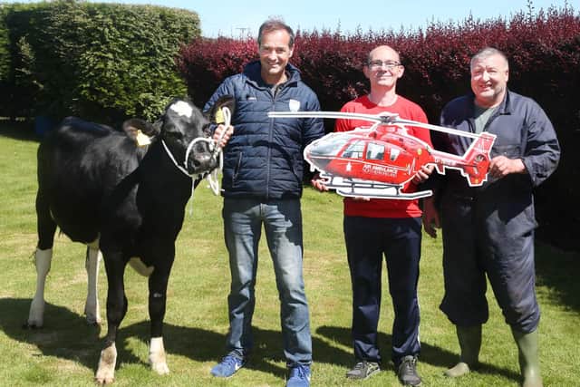 David McAfee, Boghill Glamour Holsteins, Paul Quinn and Harold Galbraith, herdsman. Image: Kevin McAuley/McAuley Multimedia.