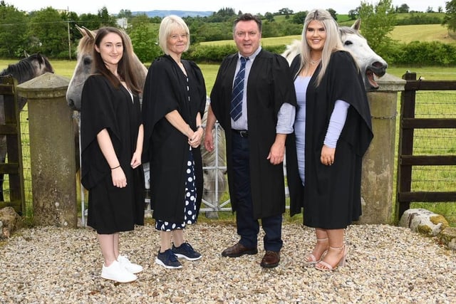 Joy Carleton (Moneymore), Angela Willis (Maze) Sean Magone (Mayobridge) and Emily Hill (Carrickfergus) were awarded 1st4Sport Level 2 and Level 3 Certificates in the Principles of Horse Care and Management at the CAFRE Enniskillen Campus graduation ceremony.