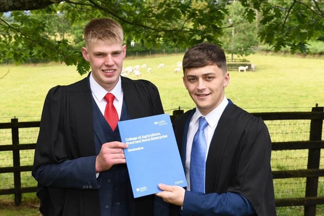 Cousins Stuart Johnston and Craig Johnston from Newtownbutler graduated from CAFRE Enniskillen Campus with Level 3 Apprenticeship qualifications in Agriculture.