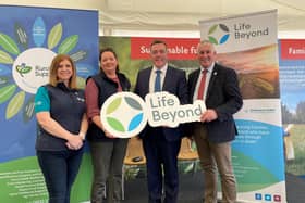 Pictured is Veronica Morris, CEO Rural Support; Norman Rohan, Embrace FARM; George Mullan, Managing Director ABP NI; and Victor Chestnutt, former UFU president and Rural Support board member.
