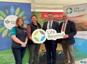 Pictured is Veronica Morris, CEO Rural Support; Norman Rohan, Embrace FARM; George Mullan, Managing Director ABP NI; and Victor Chestnutt, former UFU president and Rural Support board member.