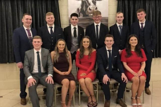 Members of Derg Valley who attended the county efficiency dinner which where held at at Glenpark Estate. Christine Clements who won junior member of the year, and who came joint third in PRO, and Samuel Hunter who won senior member of the year, and came third in club leader
