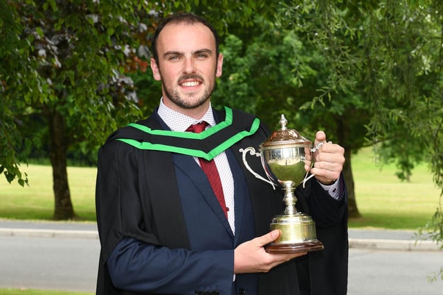Ryan Mulholland (Toomebridge) was presented with the Collette O’Neill Memorial Cup for contributing most to life at Loughry Campus. During the past academic year Ryan has been President of the Students’ Representative Council (SRC) and provided an address at the Loughry Campus Graduation Ceremony from which he graduated with a BSc (Hons) Degree in Food Business Management.