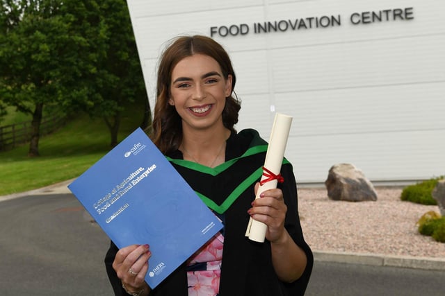 Congratulations to Claire Bowyer (Ahoghill) who was awarded to the Brian Scott Memorial Cup for achieving the highest marks in the final year research project at the CAFRE Food Graduation Ceremony. Claire graduated from Loughry Campus with a First Class Honours Degree in Food Design and Nutrition.