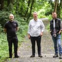 Environment Minister Edwin Poots pictured with Paul Armstrong and Dave Scott from the Woodland Trust at Mourne Park outside Kilkeel where the funding of £972k from the Environment Fund is helping restore ancient woodland.