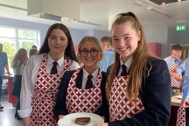 The finalist team from Newtownhamilton High School taking part in the ‘Steak Off’ to cook the best Angus steak for the judges from ABP and Certified Irish Angus.