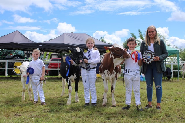 Prize winners from the junior classes in the dairy section at Omagh Show.