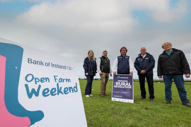 Erin Donnelly, Marketing Specialist at Hyperfast NI, Derek Lough, Membership Director at the Ulster Farmer’s Union, Julian Simpson, Stakeholder Engagement Manager at Hyperfast, Stephen McCartney, Hyperfast Brand Ambassador, and Don Holland, owner of D&D Holland farm in Articlave.
