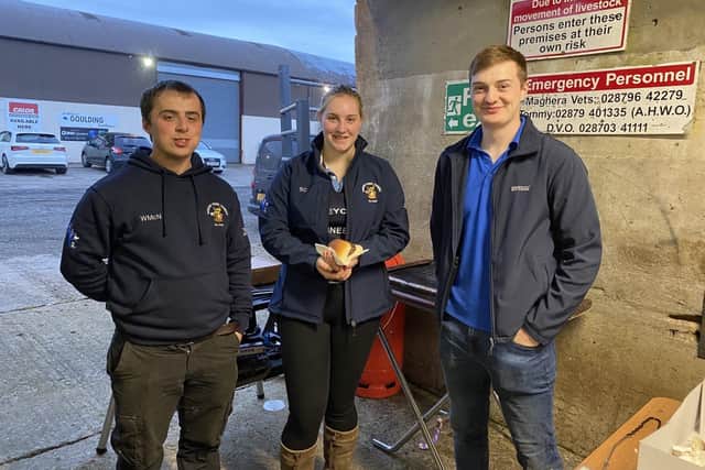 Garvagh YFC members who provided the barbecue at the recent stock judging at Swatragh Livestock Market